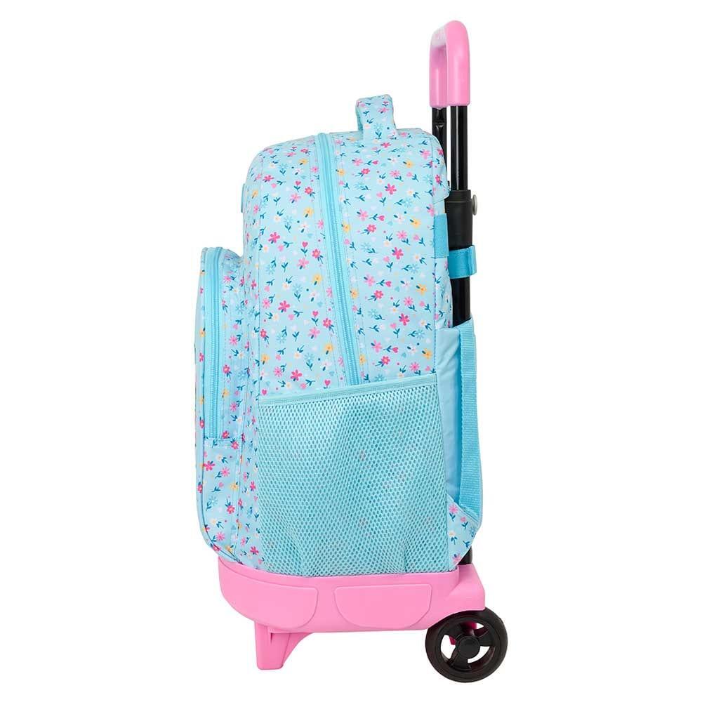 Mochila escolar infantil com rodas Blackfit8 Petals azul e rosa. 3/3