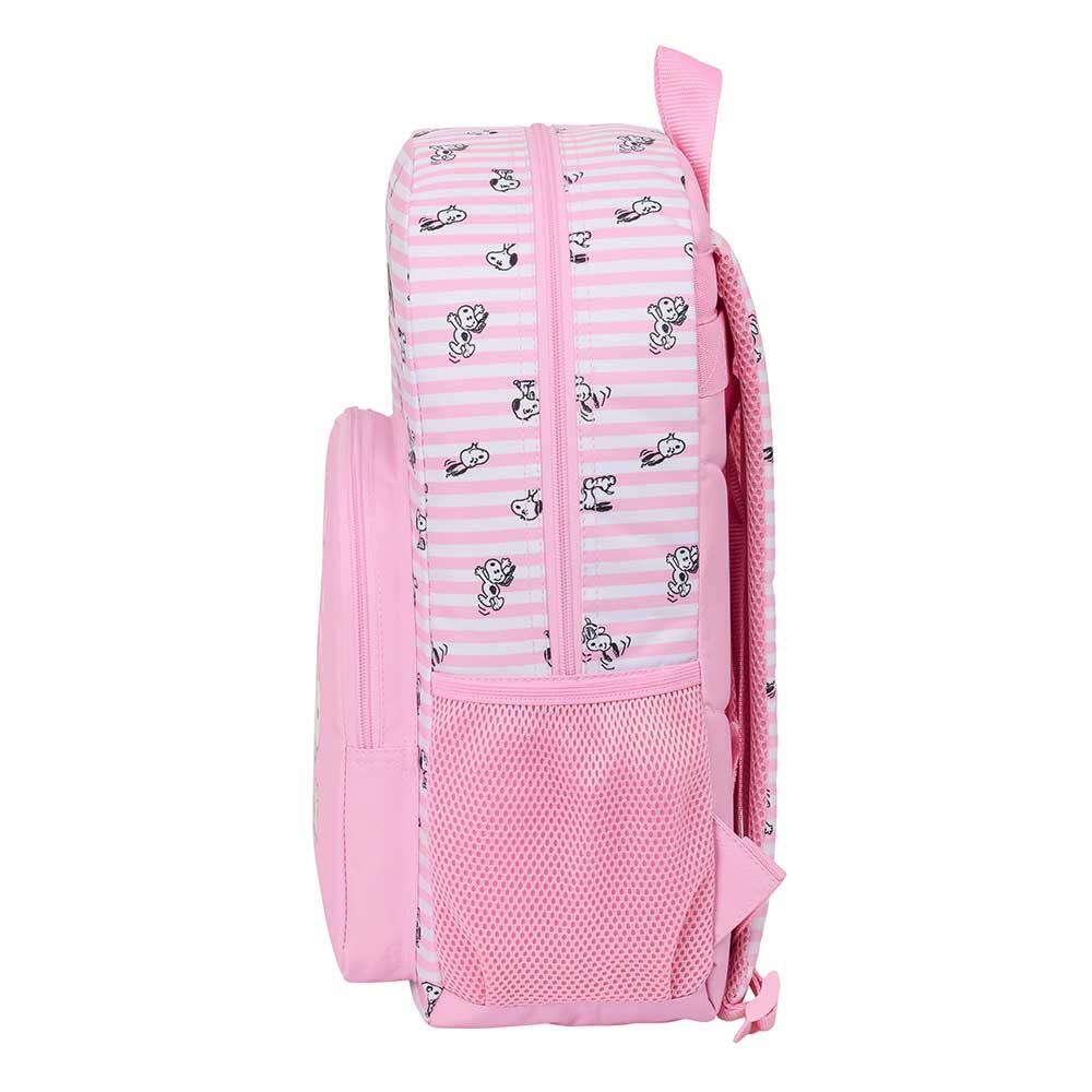 Mochila escolar infantil Snoopy, adaptável a carrinhos de bagagem, com bolso 3/3