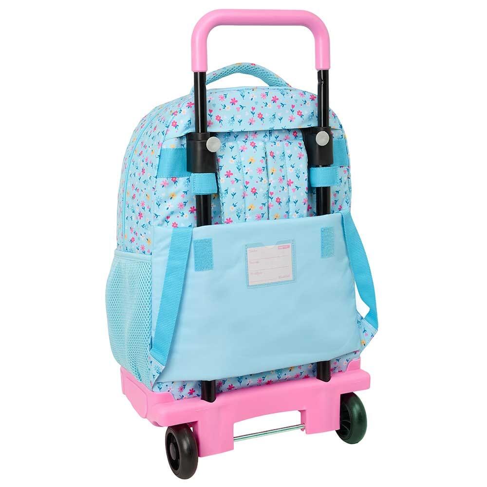 Mochila escolar infantil com rodas Blackfit8 Petals azul e rosa. 2/3