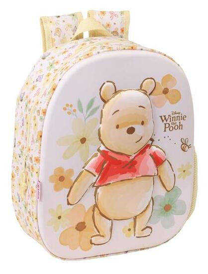 Zaino per bambini Winnie the Pooh 3D con portaborraccia e manici beige