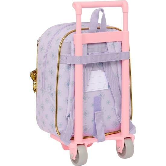 Mochila escolar infantil Wish com carrinho e rodas removíveis, rosa e lilás. 2/3