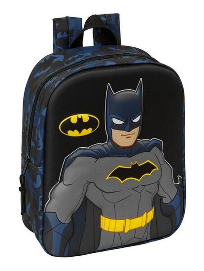 Sac à dos Batman 3D pour enfants avec fermeture éclair bleue et noire