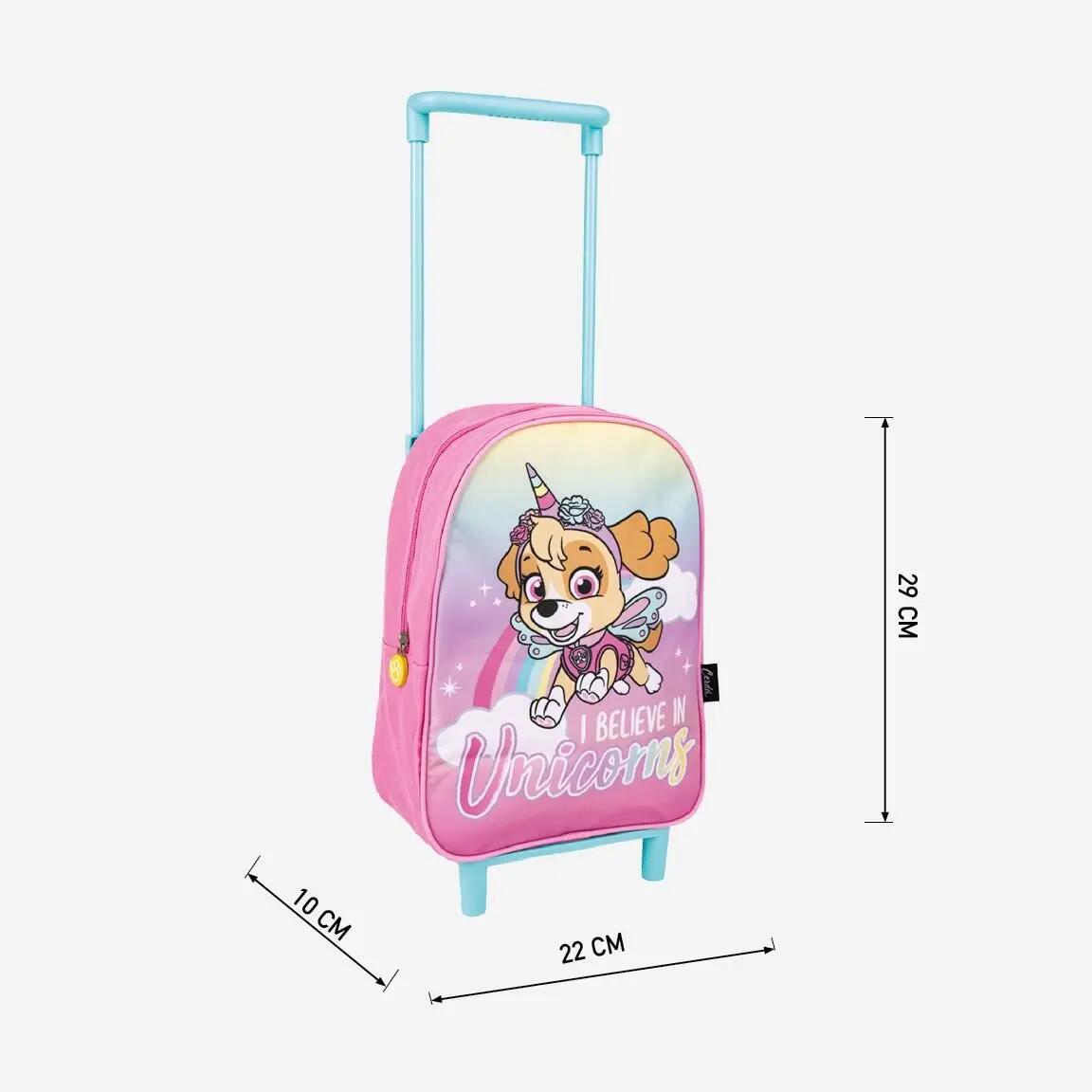 Zaino scolastico per bambini PAW Patrol con ruote e maniglia telescopica, rosa 4/7