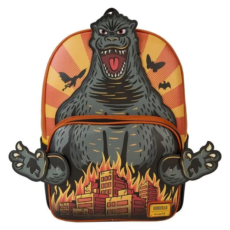 Zaino Godzilla per adulti in ecopelle con tasca frontale - Arancione 2/4