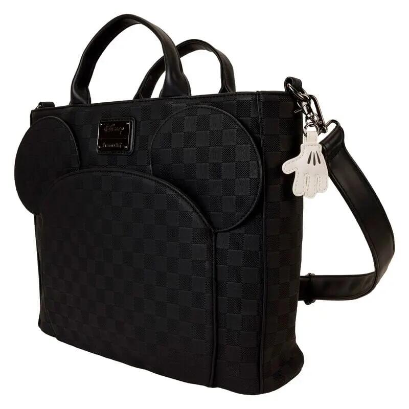 Mochila Mickey Mouse para adultos em couro vegano com zíper, preta. 4/4