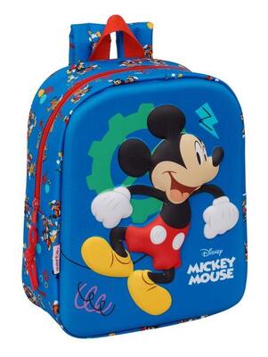 Zaino per bambini con ruote Topolino 3D e portaborraccia - Blu