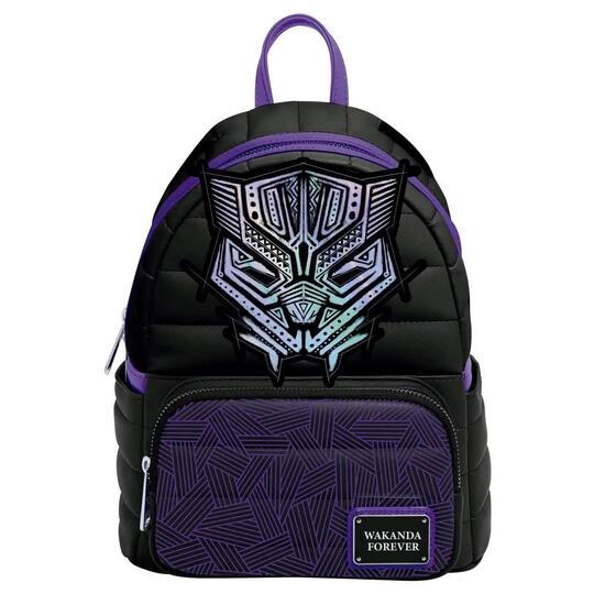 Sac à dos Wakanda pour enfants avec poche avant et bretelles réglables, noir et
