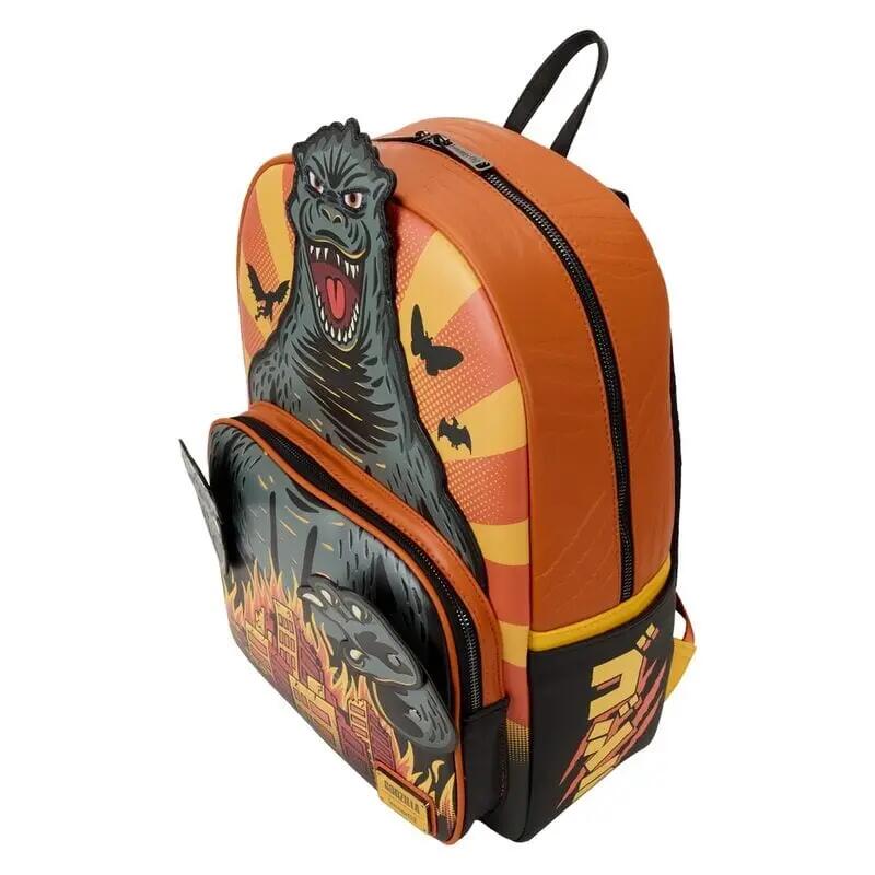 Zaino Godzilla per adulti in ecopelle con tasca frontale - Arancione 4/4