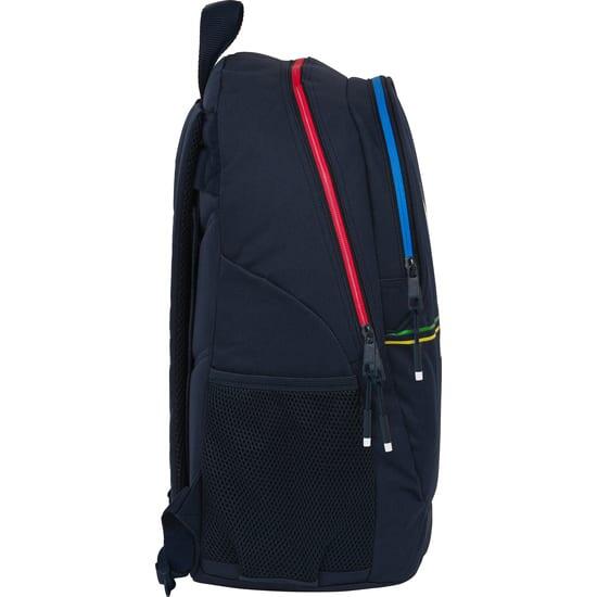 Sac à dos Benetton adulte avec porte-bouteille, bleu marine, compatible avec un 3/3