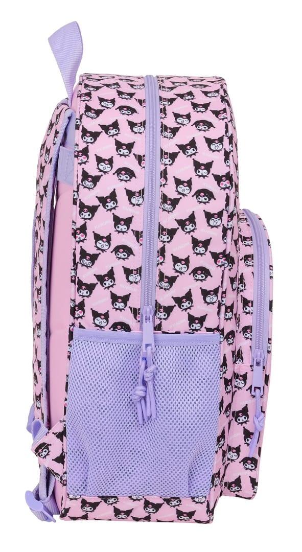 Mochila escolar infantil Kuromi adaptável a carrinhos com bolso frontal rosa 3/3