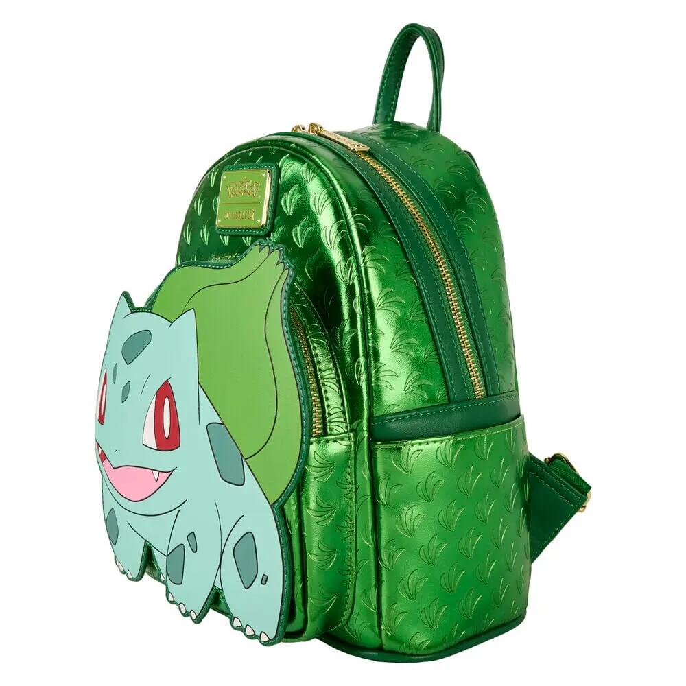 Mochila infantil Pokémon Bulbasaur com zíper e alça superior, verde 3/4