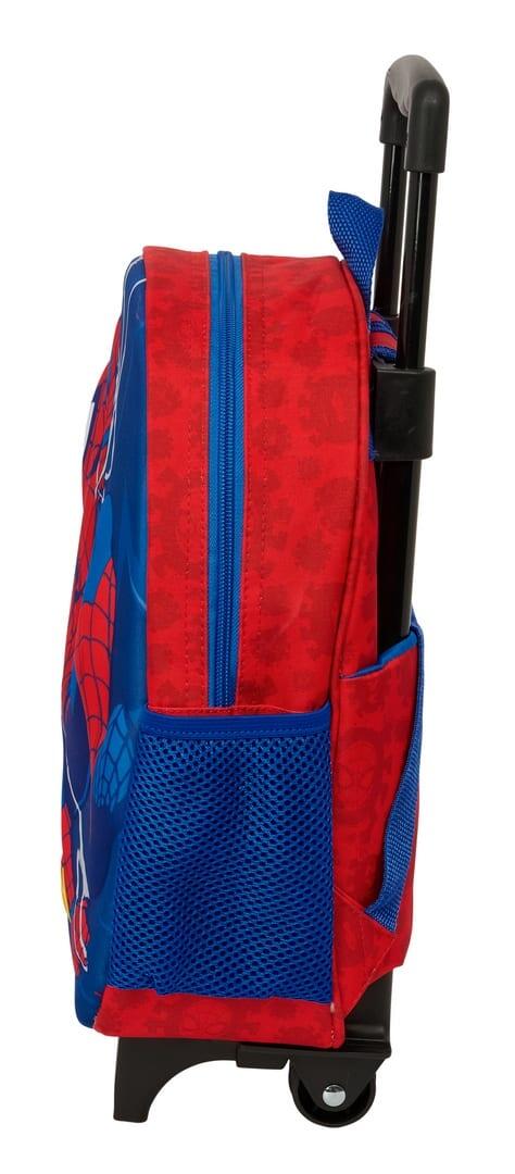 Mochila escolar infantil Homem-Aranha 3D com rodinhas e porta-garrafa - Azul 3/3