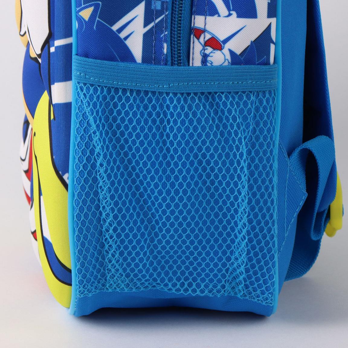 Mochila escolar infantil Sonic 3D, feita de poliéster e EVA com porta-garrafa 3/6