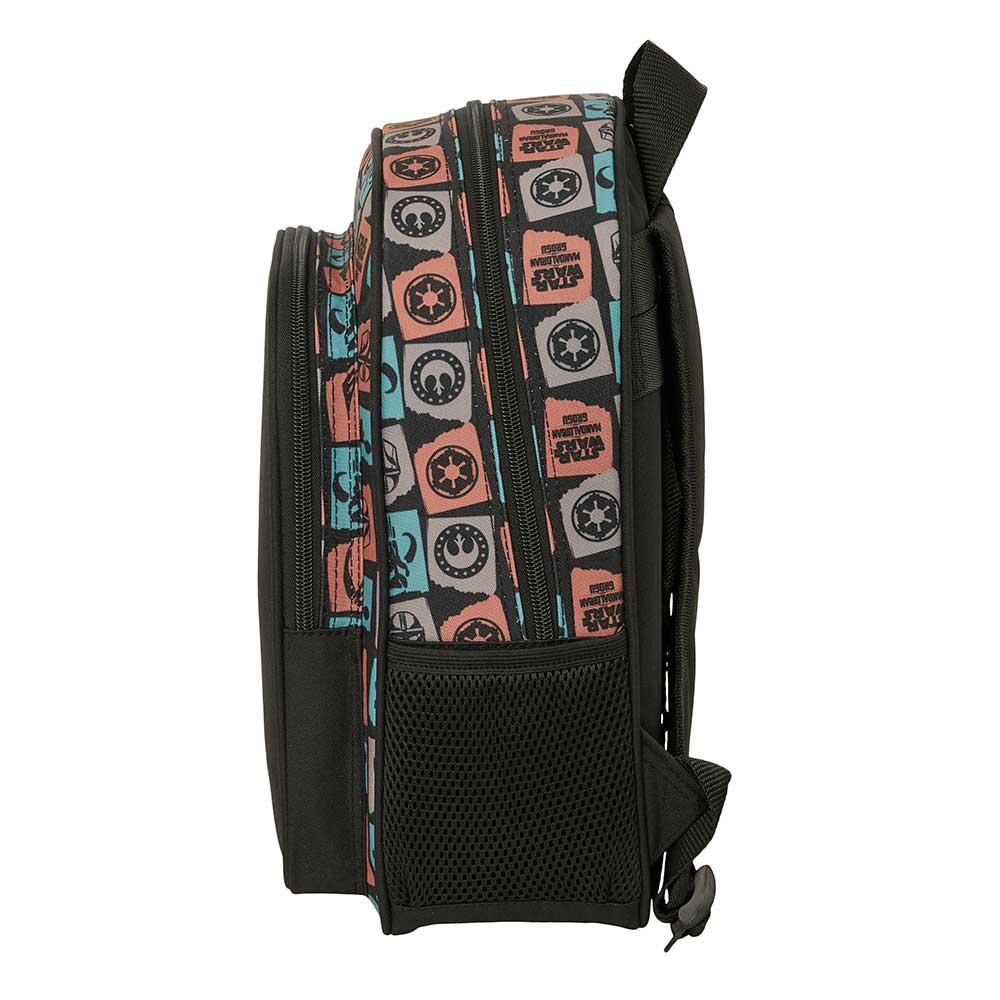 Mochila escolar infantil Mandalorian e Grogu, adaptável a carrinho, preta. 3/3