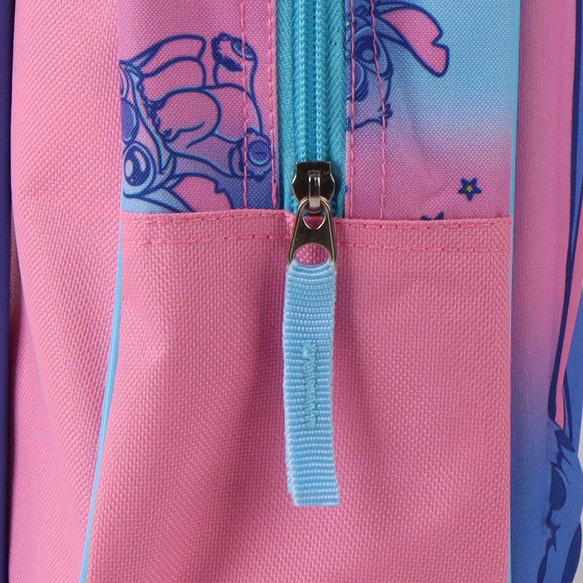 Mochila infantil Stitch 3D com rodinhas, rosa, em poliéster. 3/6