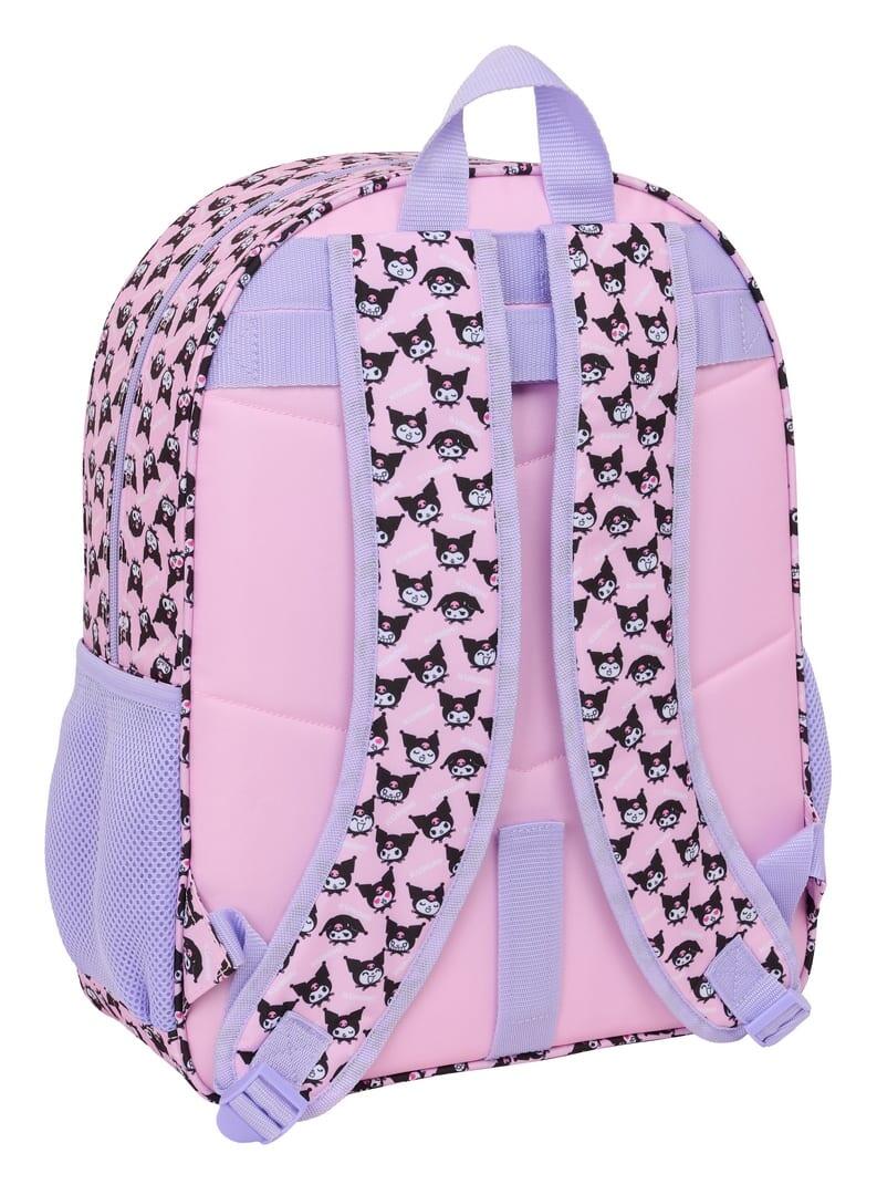 Mochila escolar infantil Kuromi adaptável a carrinhos com bolso frontal rosa 2/3