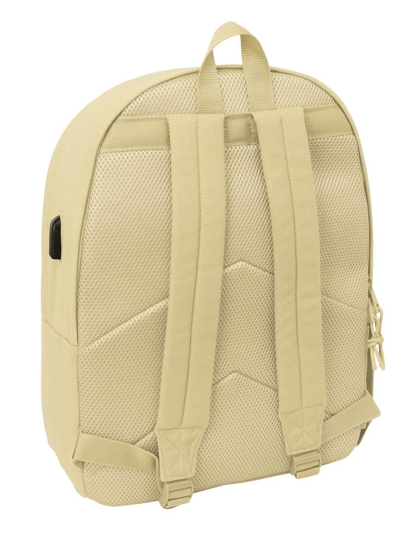 Mochila para laptop para adultos com porta USB e bolso frontal, bege. 2/6