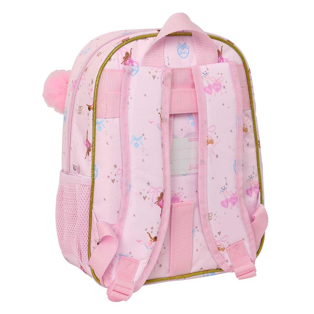 Mochila Escolar Infantil Barbie Ballet, Adaptável a Carrinho com Bolso, Rosa 2/3