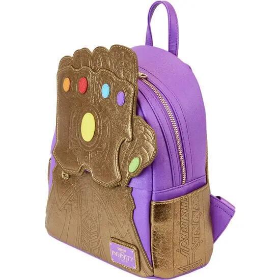 Zaino Thanos per adulti in poliuretano con spallacci regolabili, oro e viola 2/4