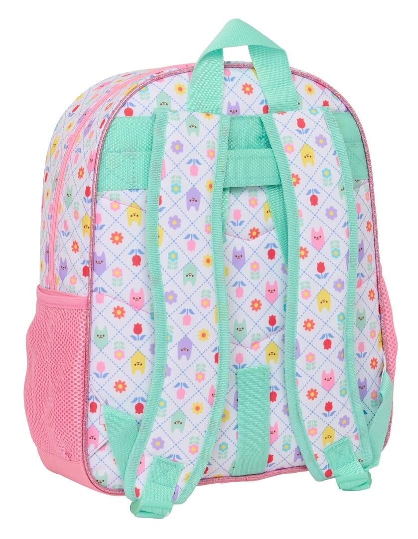 Mochila escolar infantil da Gabby's Dollhouse, adaptável a um carro rosa e 2/3