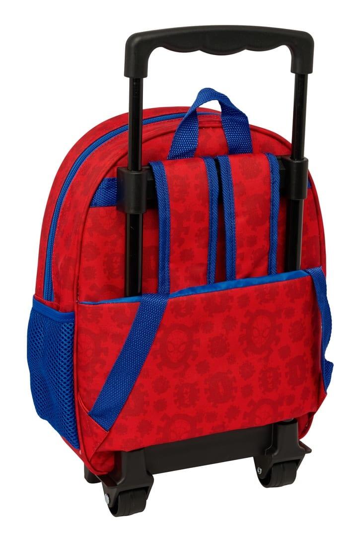 Mochila escolar infantil Homem-Aranha 3D com rodinhas e porta-garrafa - Azul 2/3