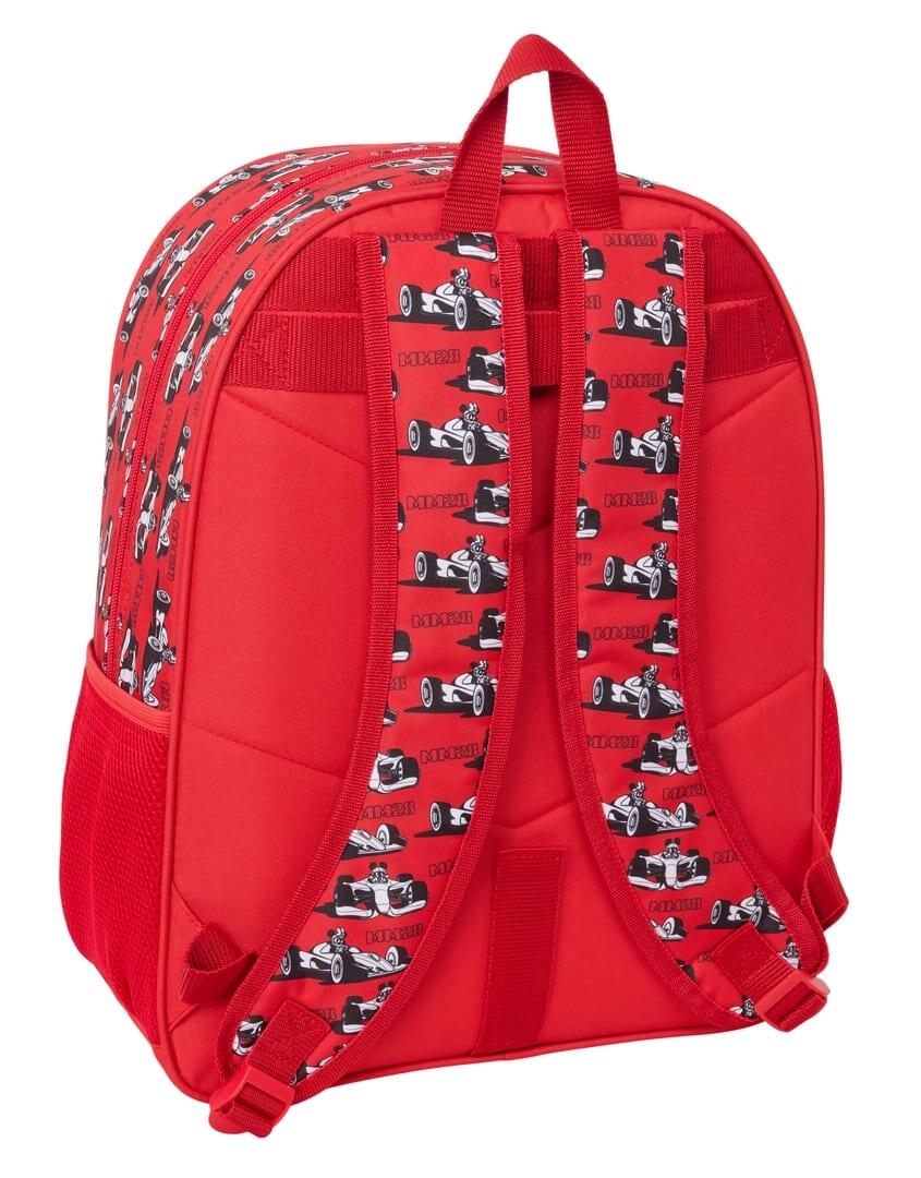 Mochila escolar infantil do Mickey Mouse, adaptável a carrinhos, com bolso 2/3