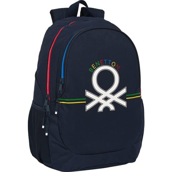 Sac à dos Benetton adulte avec porte-bouteille, bleu marine, compatible avec un