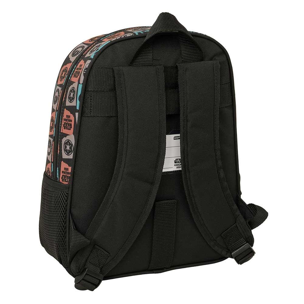 Mochila escolar infantil Mandalorian e Grogu, adaptável a carrinho, preta. 2/3