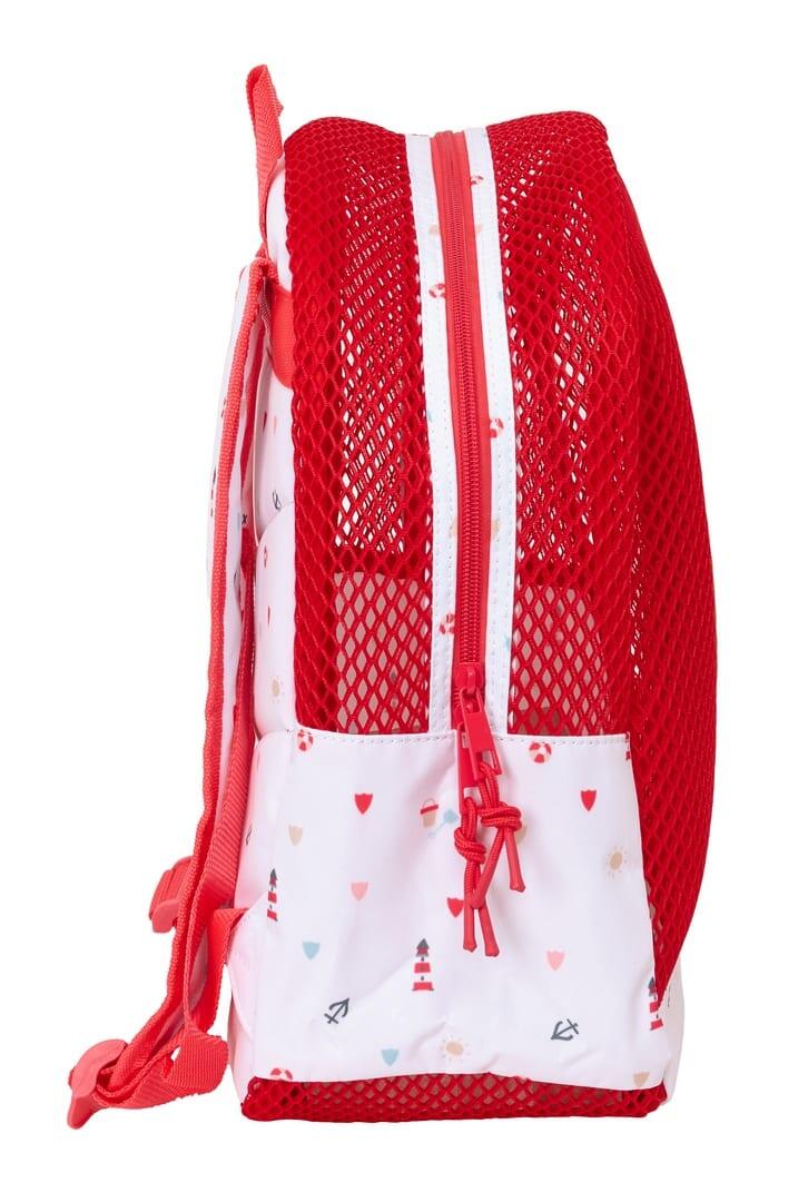 Mochila infantil Sevilla FC em malha anti-areia com zíper vermelho e branco 3/3