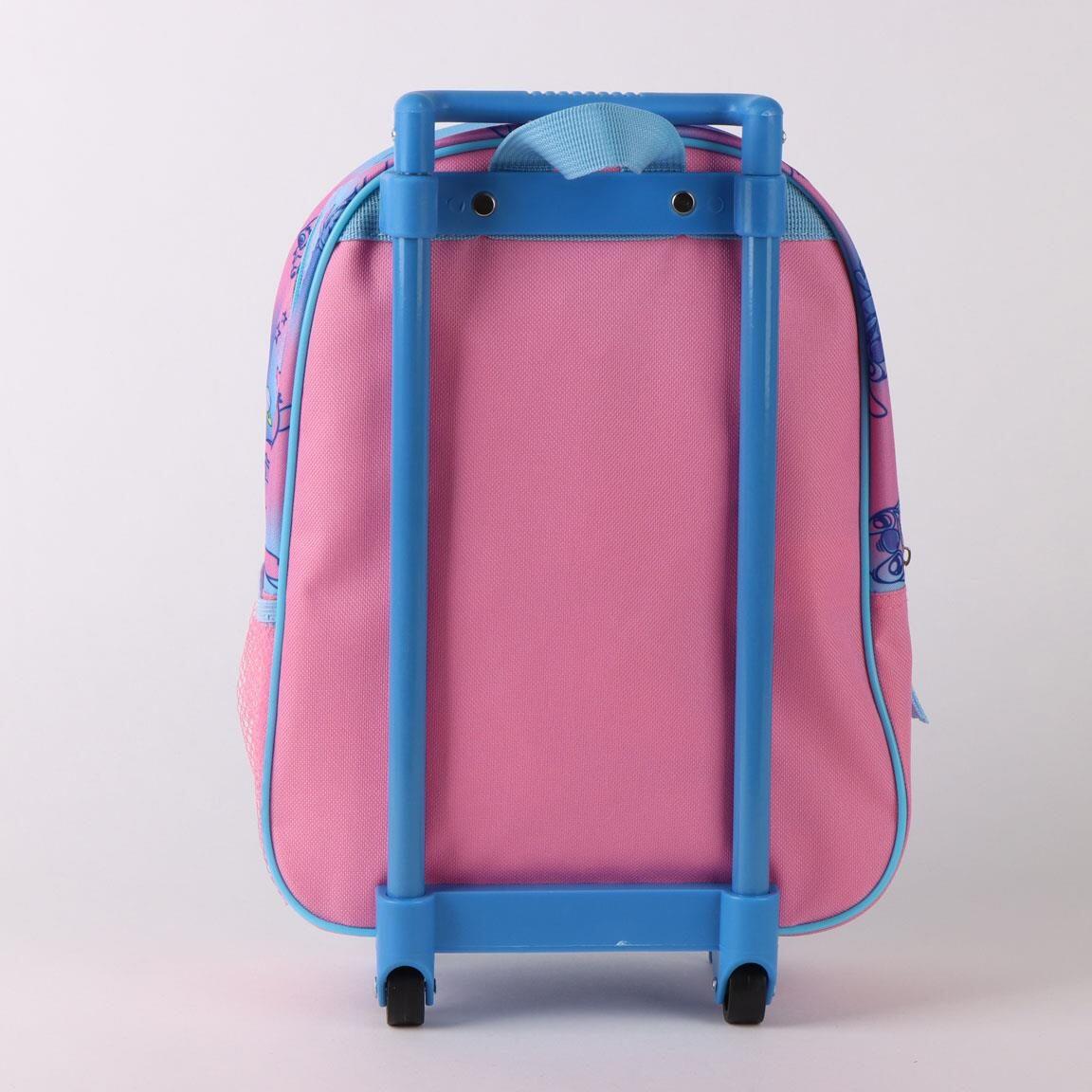 Mochila infantil Stitch 3D com rodinhas, rosa, em poliéster. 2/6