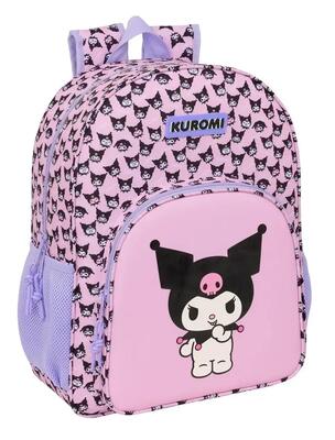 Zaino scolastico per bambini Kuromi 3D con ruote e portaborraccia rosa e lilla