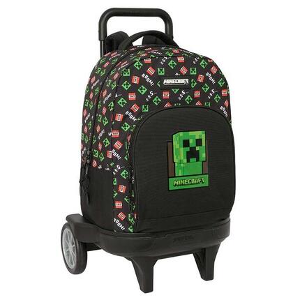 Sac à dos scolaire Minecraft pour enfants avec roulettes et porte-bouteille