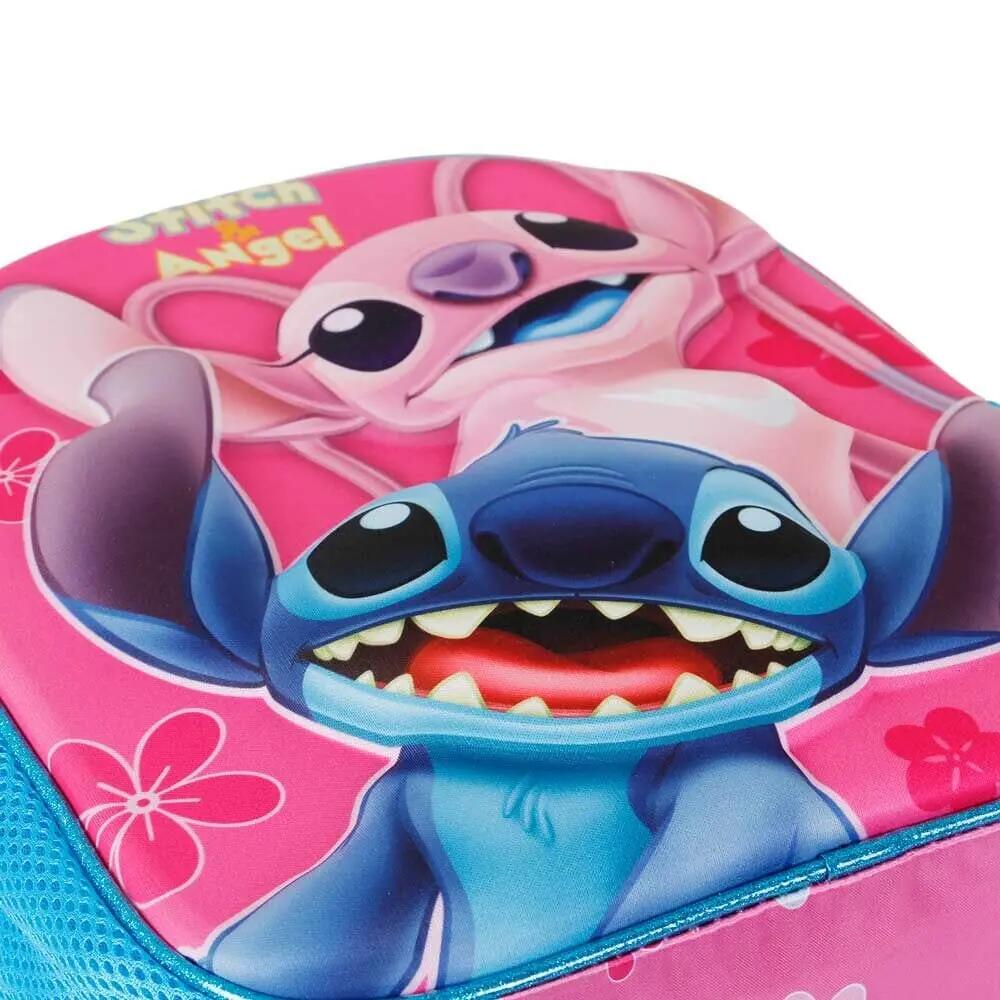 Zaino 3D Stitch per bambini con cerniera e tasche laterali, rosa 4/4