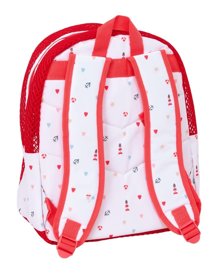 Mochila infantil Sevilla FC em malha anti-areia com zíper vermelho e branco 2/3