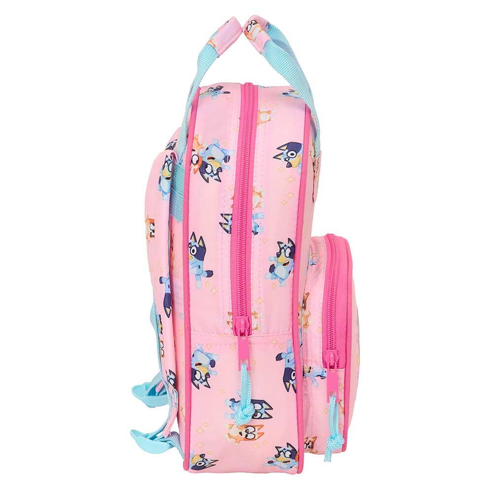 Mochila infantil Bluey Dance com bolso frontal e alças ajustáveis, rosa. 3/3