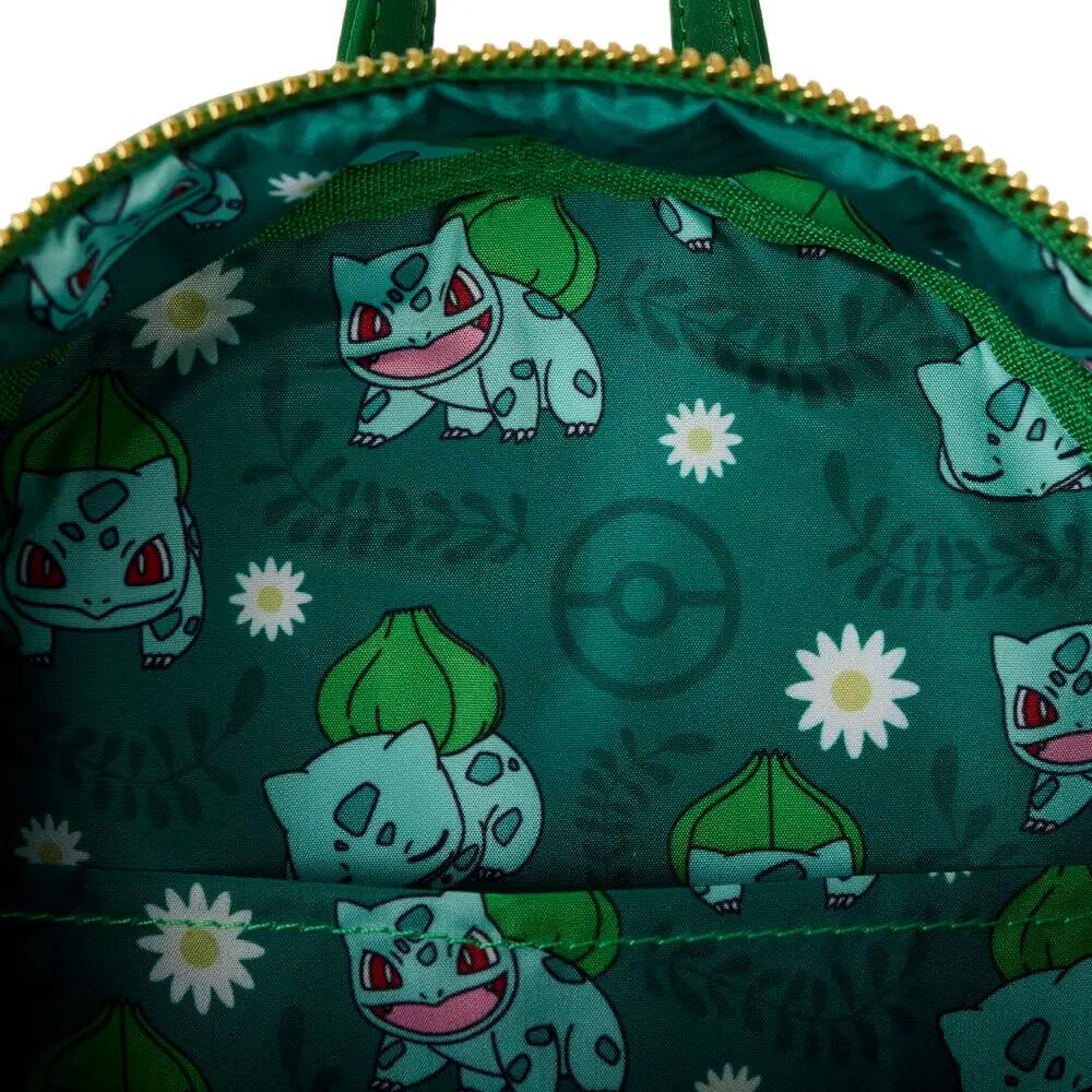 Mochila infantil Pokémon Bulbasaur com zíper e alça superior, verde 4/4