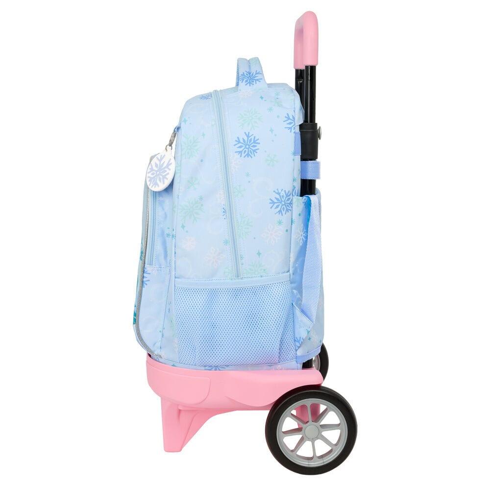 Mochila escolar infantil Frozen com rodinhas e bolso frontal - Azul 3/3