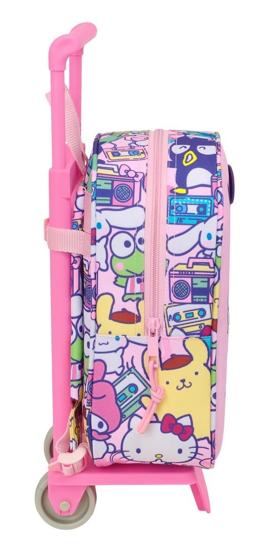 Mochila escolar infantil Hello Kitty & Friends com carrinho e rodas, rosa 3/3