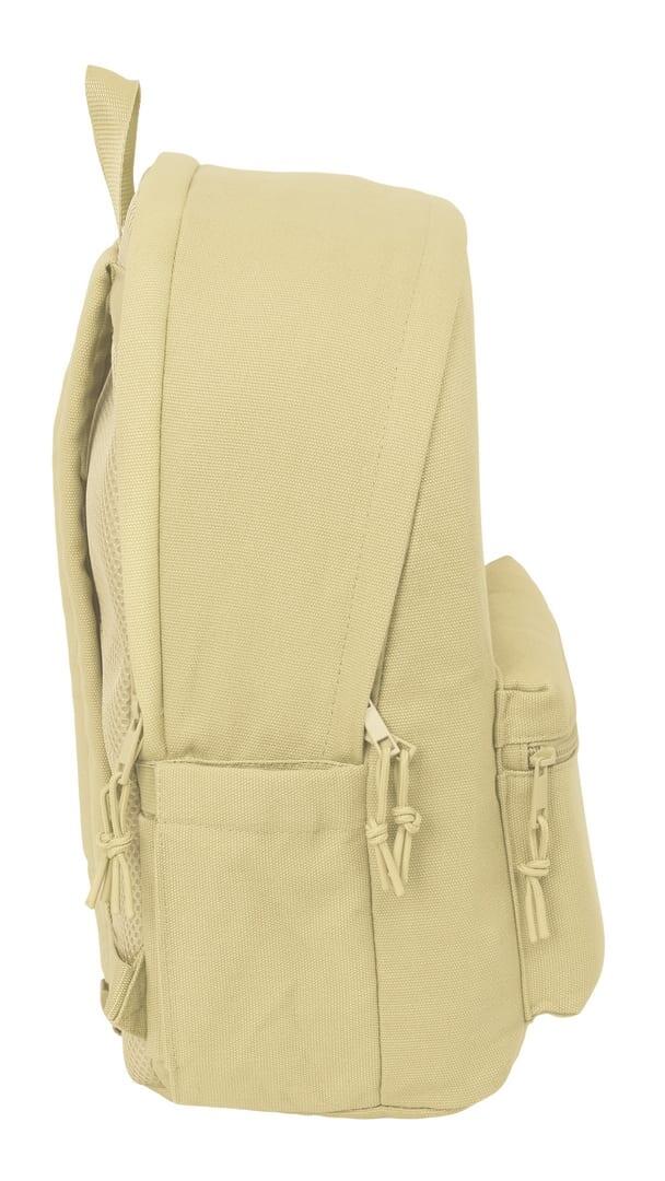 Mochila para laptop para adultos com porta USB e bolso frontal, bege. 4/6