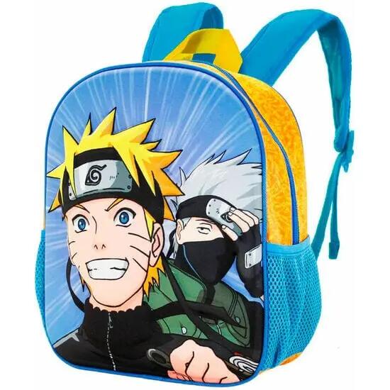 Zaino 3D di Naruto per bambini con tasche laterali in rete blu e gialle 3/5