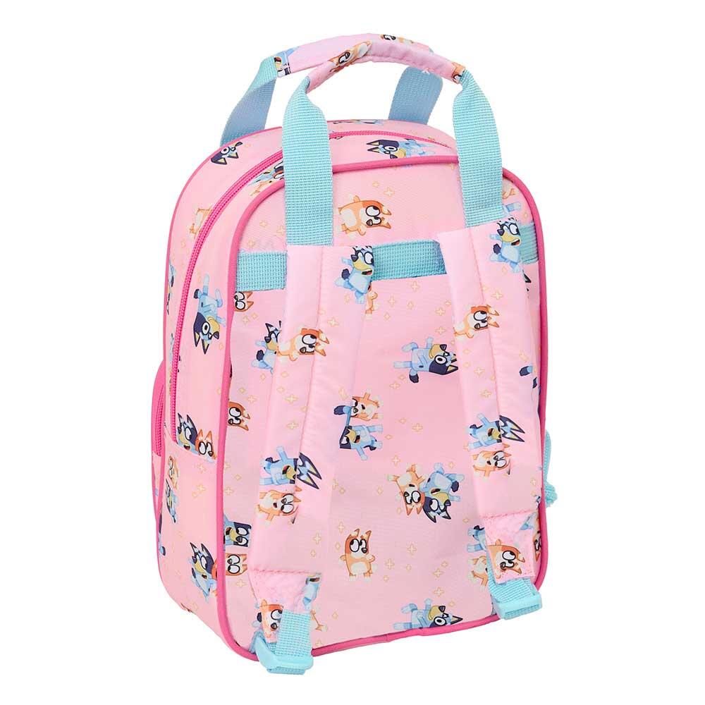 Mochila infantil Bluey Dance com bolso frontal e alças ajustáveis, rosa. 2/3
