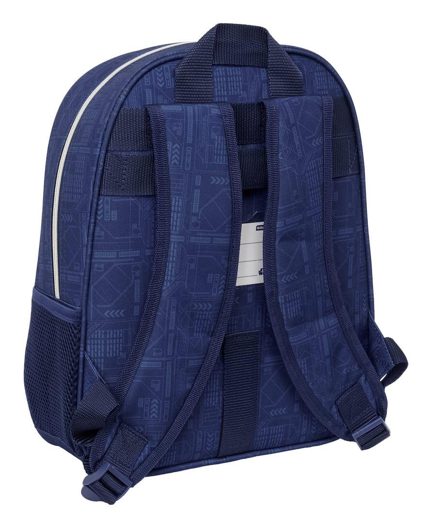 Mochila escolar infantil Star Wars adaptável a carrinhos com bolso azul 2/3