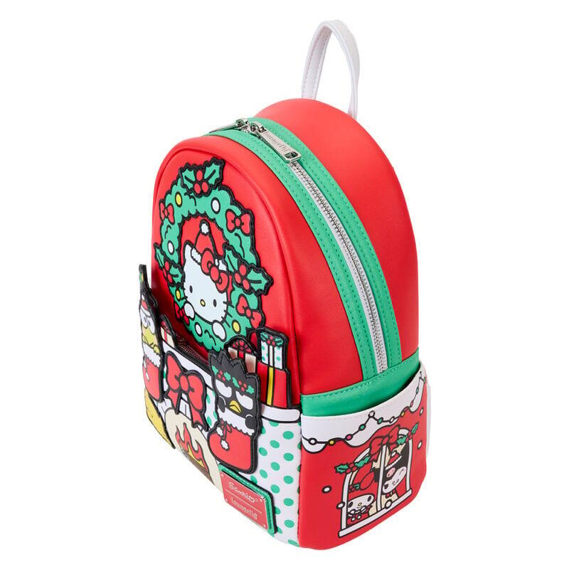 Mochila Hello Kitty Natalina para Adultos em Couro Vegano com Zíper Vermelho 2/4