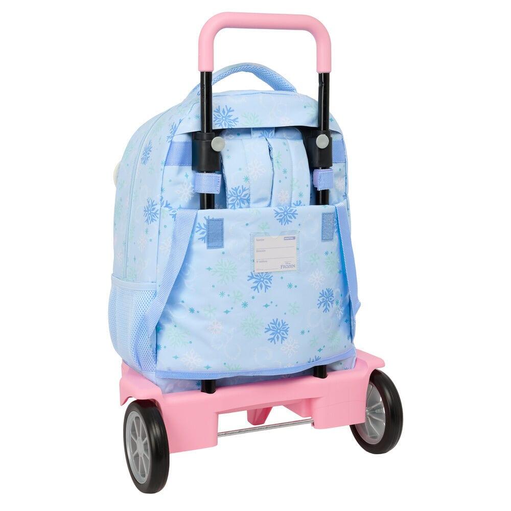 Mochila escolar infantil Frozen com rodinhas e bolso frontal - Azul 2/3