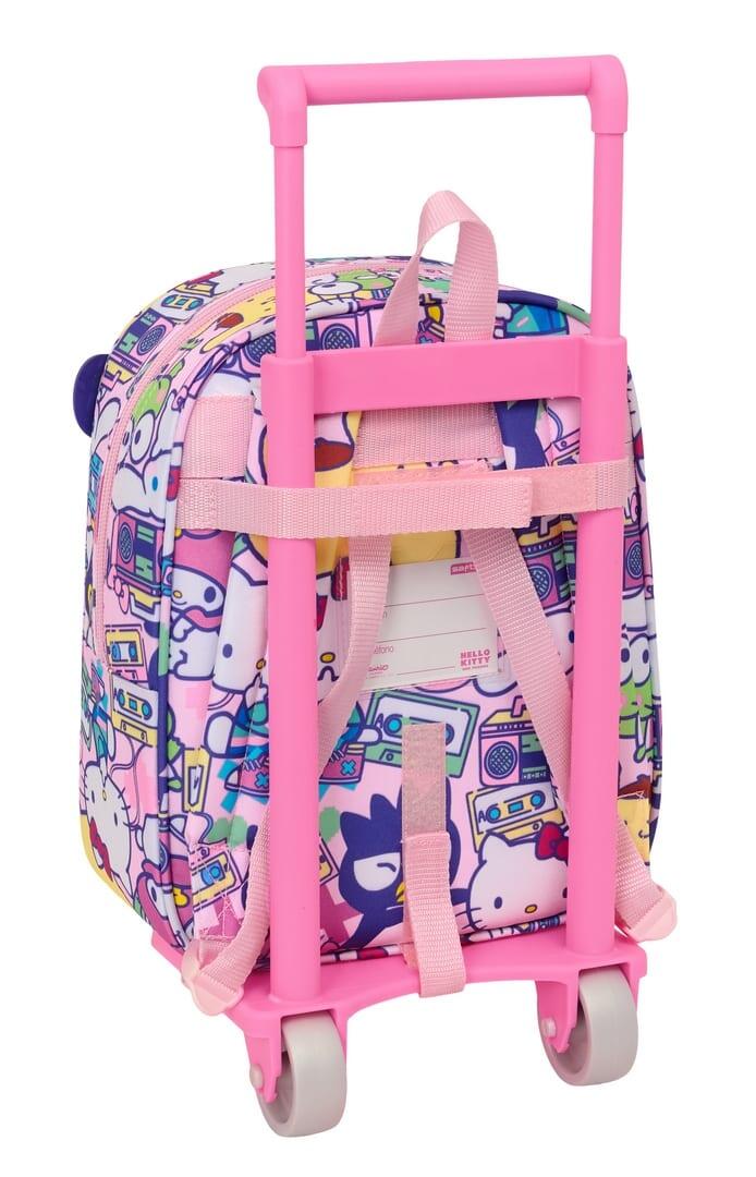 Mochila escolar infantil Hello Kitty & Friends com carrinho e rodas, rosa 2/3