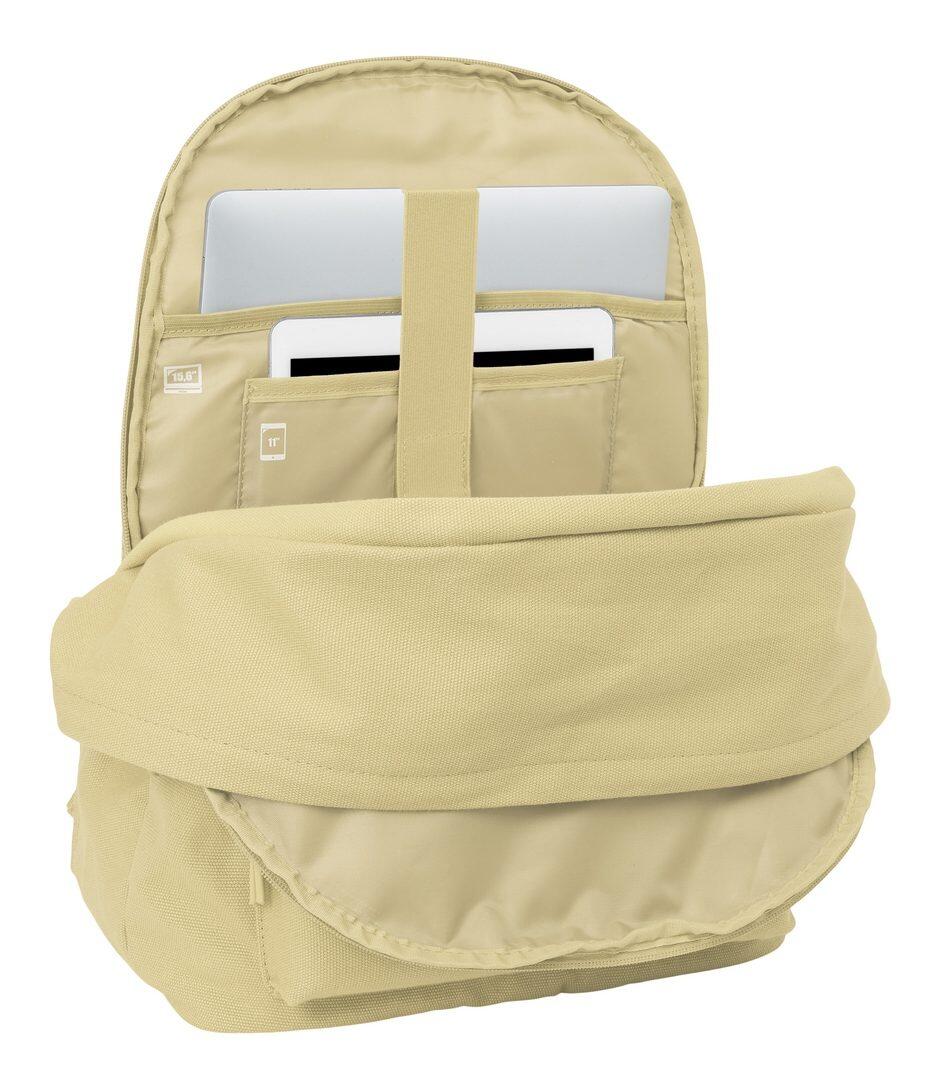 Mochila para laptop para adultos com porta USB e bolso frontal, bege. 6/6
