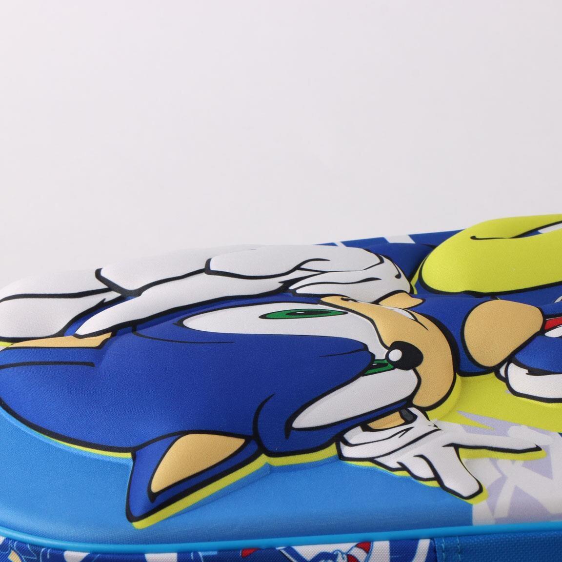 Mochila escolar infantil Sonic 3D, feita de poliéster e EVA com porta-garrafa 4/6