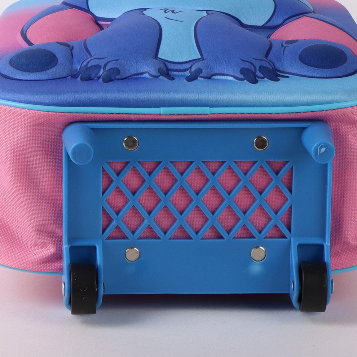 Mochila infantil Stitch 3D com rodinhas, rosa, em poliéster. 4/6