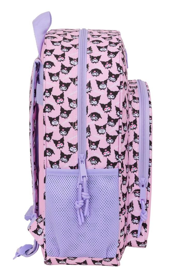 Mochila escolar infantil Kuromi adaptável a carrinhos com bolso frontal rosa 3/3