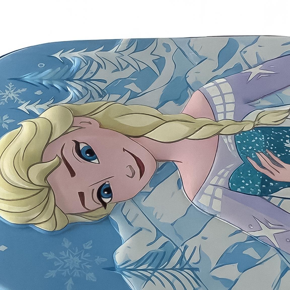 Mochila infantil Frozen 3D com rodinhas, em poliéster, azul. 5/6